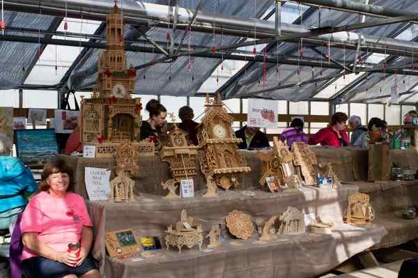 Heather at a charity crafts show with some of her unique gifts.